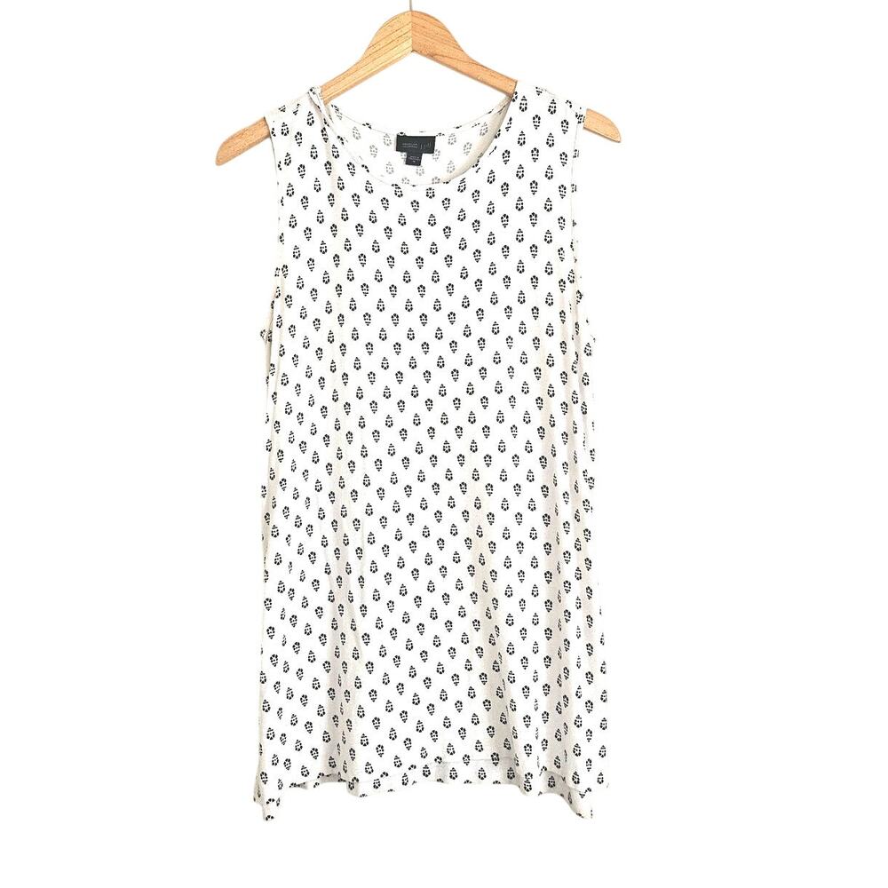 J. Jill Wherever Collection Geometric Sleeveless Longline Tank Top Black White M